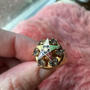 Retro Eastern Star Ring Masonic Costume Jewelry
